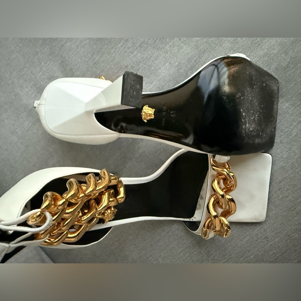 Versace Silver and Gold Chain Heels - Picture 2 of 2